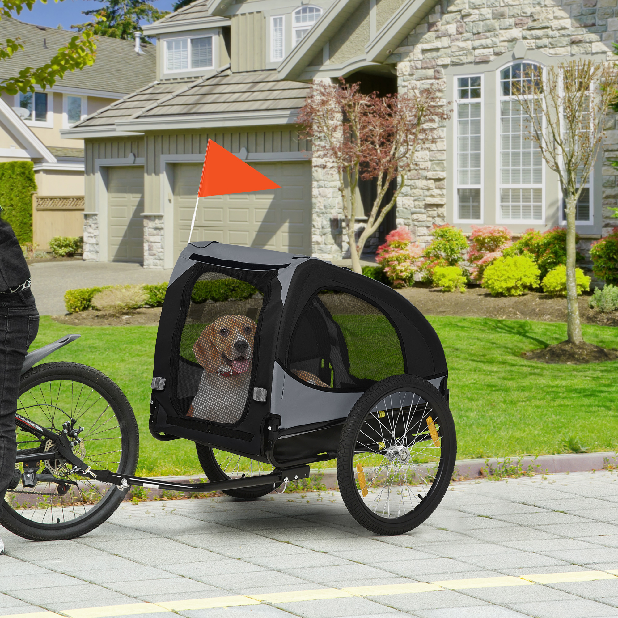 Dog Bike Trailer, Pet Stroller with Wheels for Medium Dogs, Black — image 1