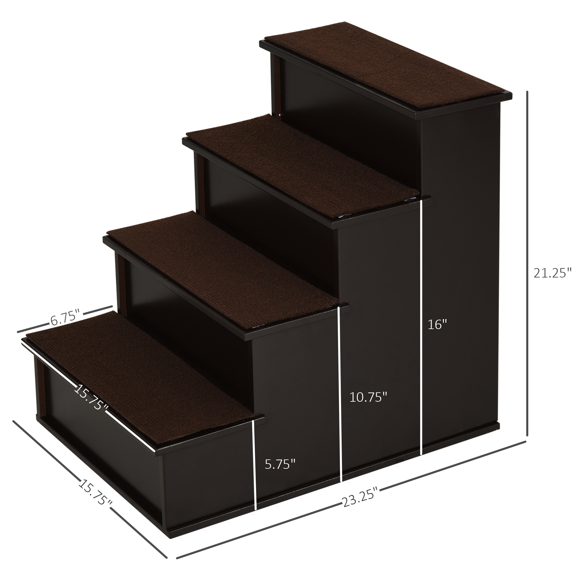 Pet Stairs, Small Pet Steps With Cushioned Removable Covering For Dogs And Cats Up To 22 Lbs, Brown — imagen 4
