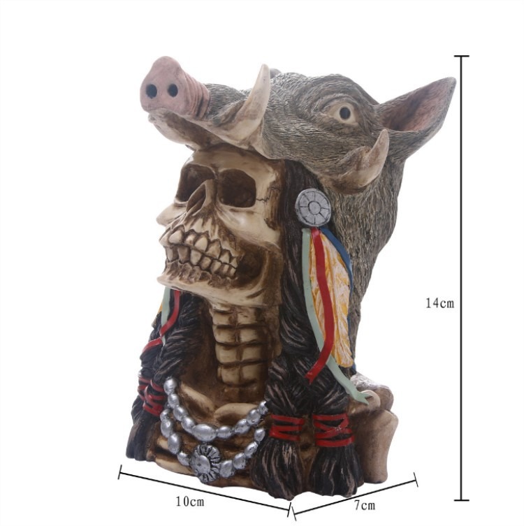 Ornamento de resina artesanal de cráneo de animal — imagen 5
