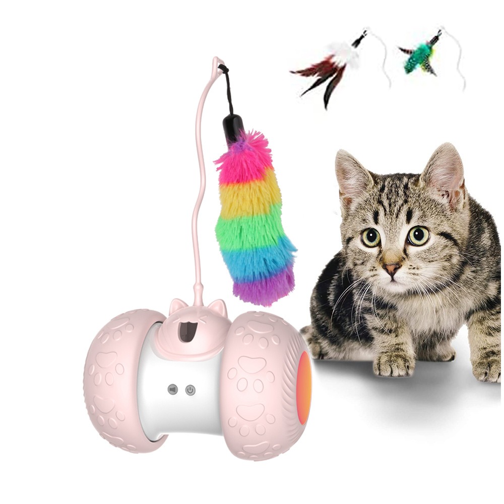 Leaky Led Light Emitting Cat Teaser Ball Charging Electric Rolling Ball Intelligent Balance Car Cat Teaser Toy — image 1