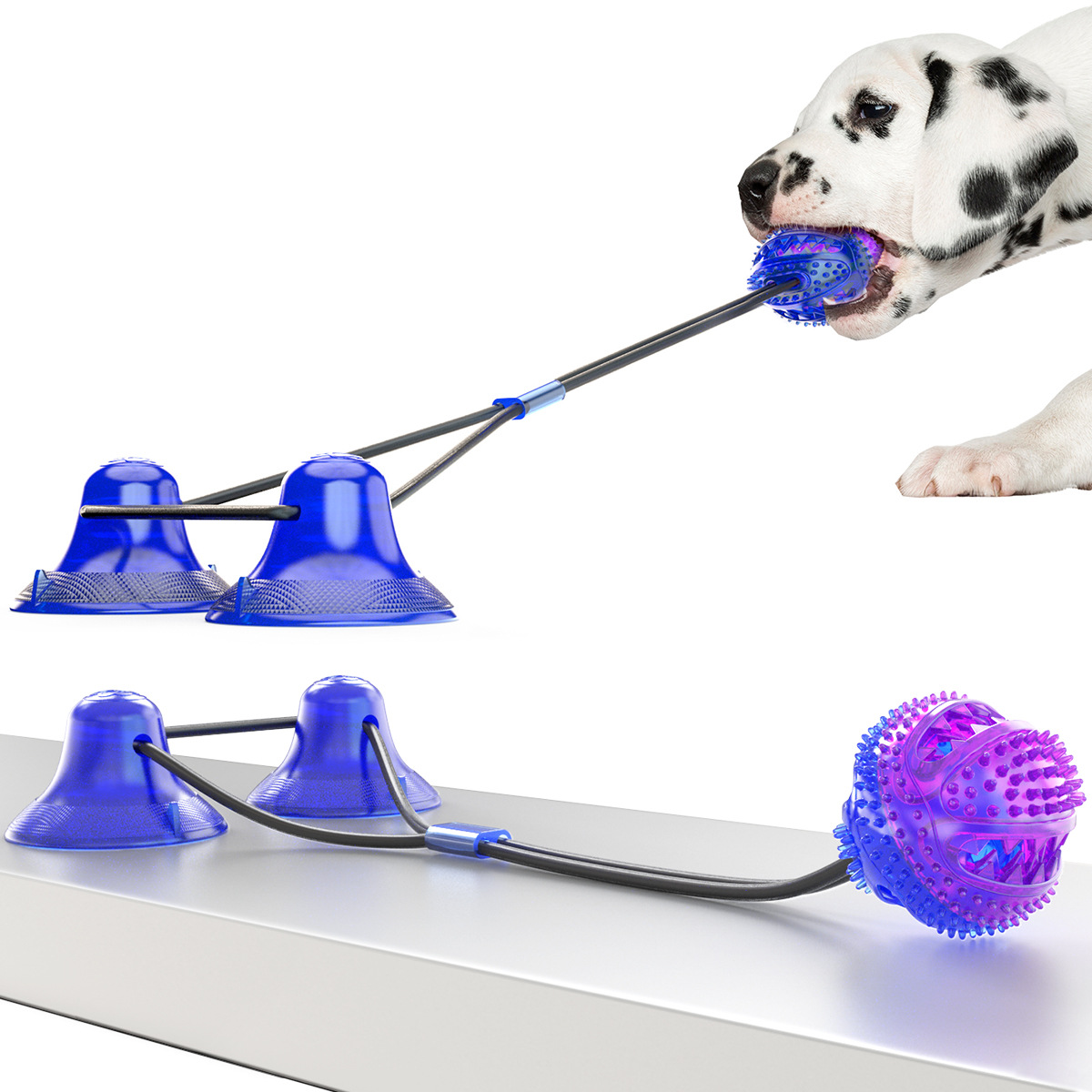 Dog Toy Double Suction Cup Pull Rope Molar Bite Leakage Resistant Food Ball Pet Products — image 1