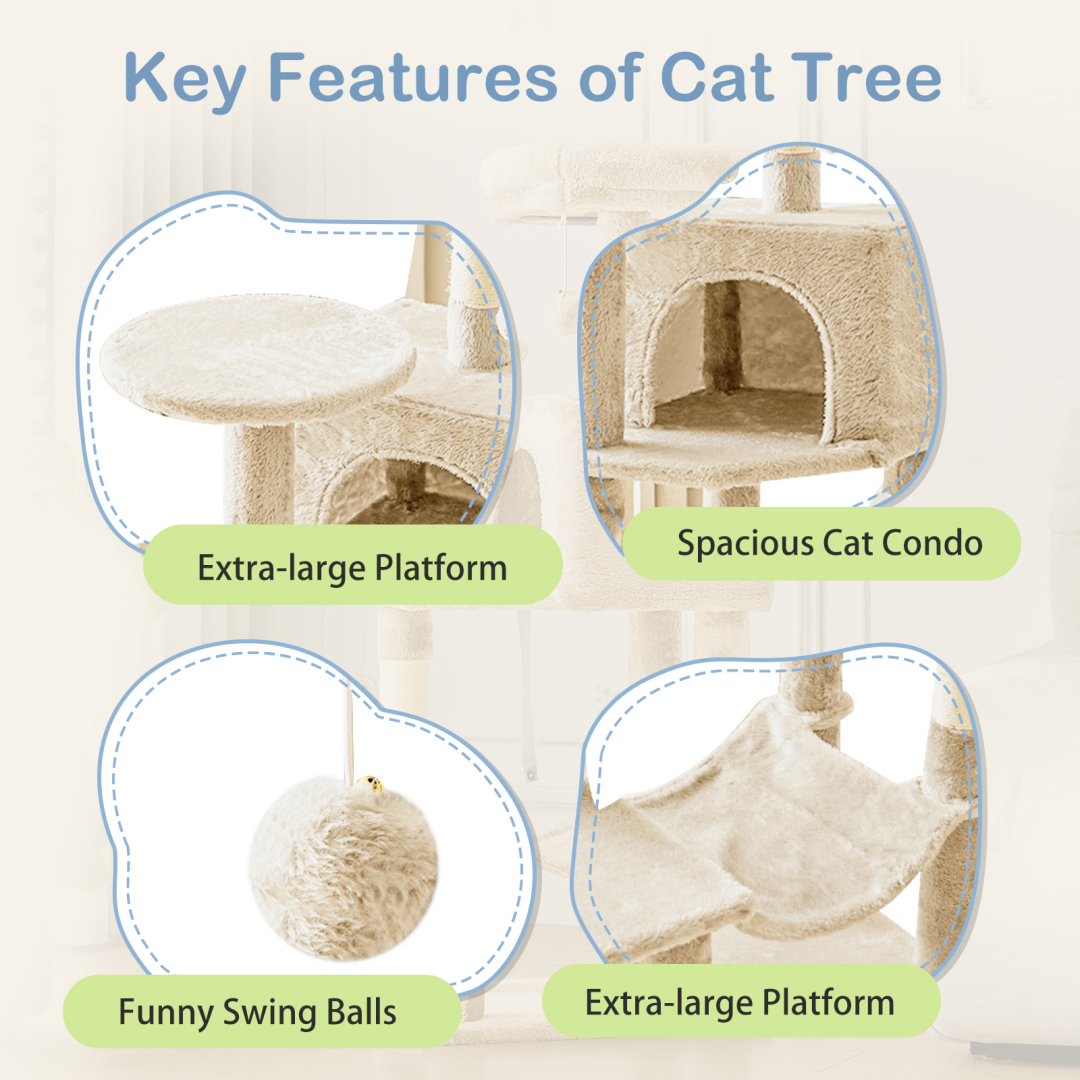 Torre para Gatos de Alto Rendimiento: Arbol Climático con Postes de Escarbar de Sisal Natural — imagen 14