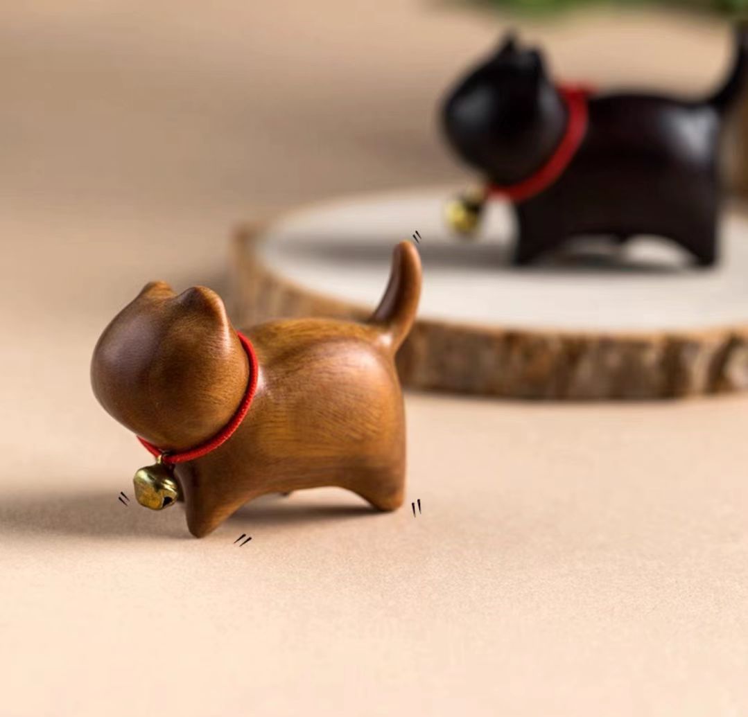 Sandalwood Kitten Ornaments Cute Hippo Mini Wooden Cat Play — image 12