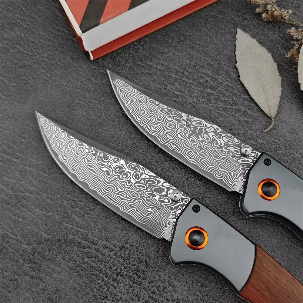 BM 15080 Folding EDC Knives Damascus/S30V Blade Wood/G10 Handles Hunting EDC Outdoor Camping Survival Tactical Pocket Multitools — image 3