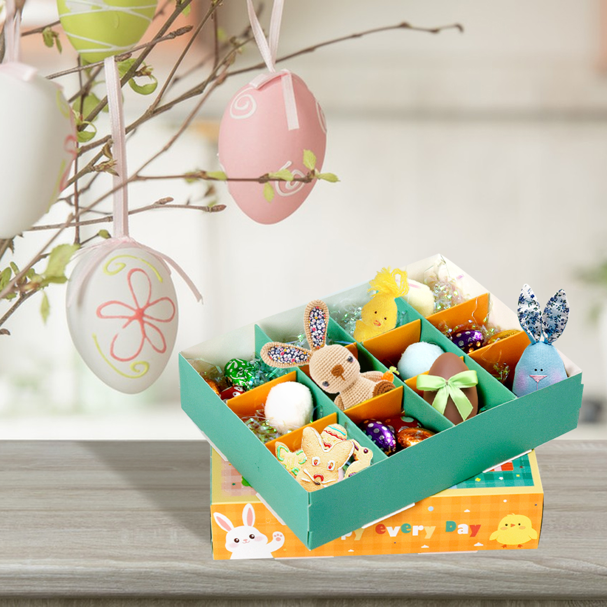 15 Piezas de Cajas de Dulces Tema Primavera: Decoraciones para Fiesta de Pascua Cumpleaños Navidad y Verano con Ositos Conejos Zanahorias y Pájaros — imagen 2