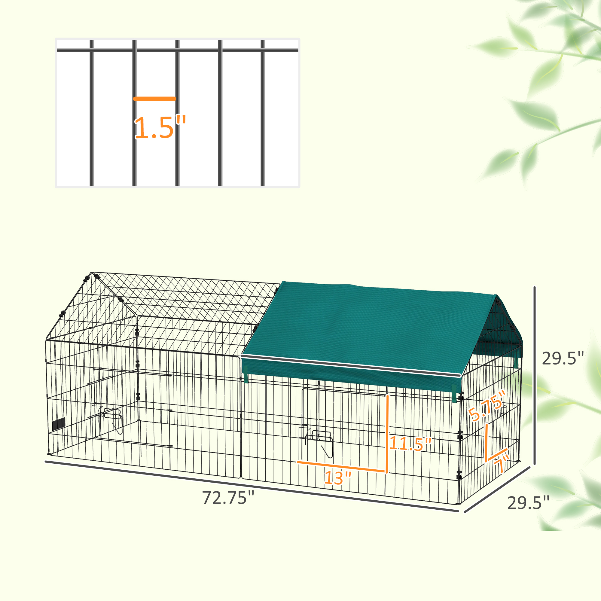73" Small Animal Playpen with Roof for Rabbits, Chicken, Chinchillas — image 2