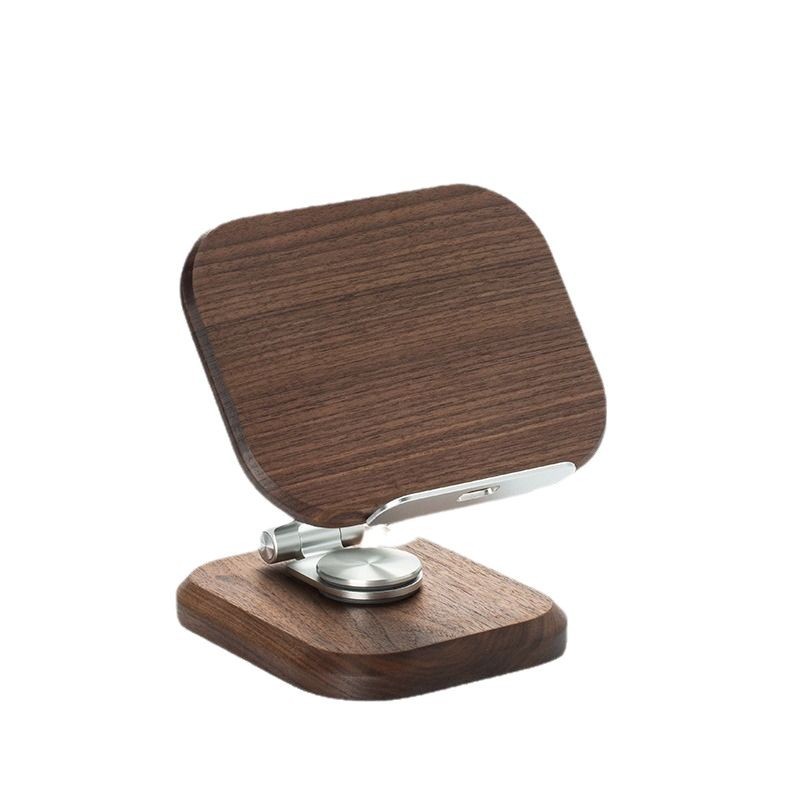 Walnut Wood Tablet Stand, Desktop Office Gaming Chicken Eating Adjustable Rotating Fixed Phone Stand, Wooden — image 6