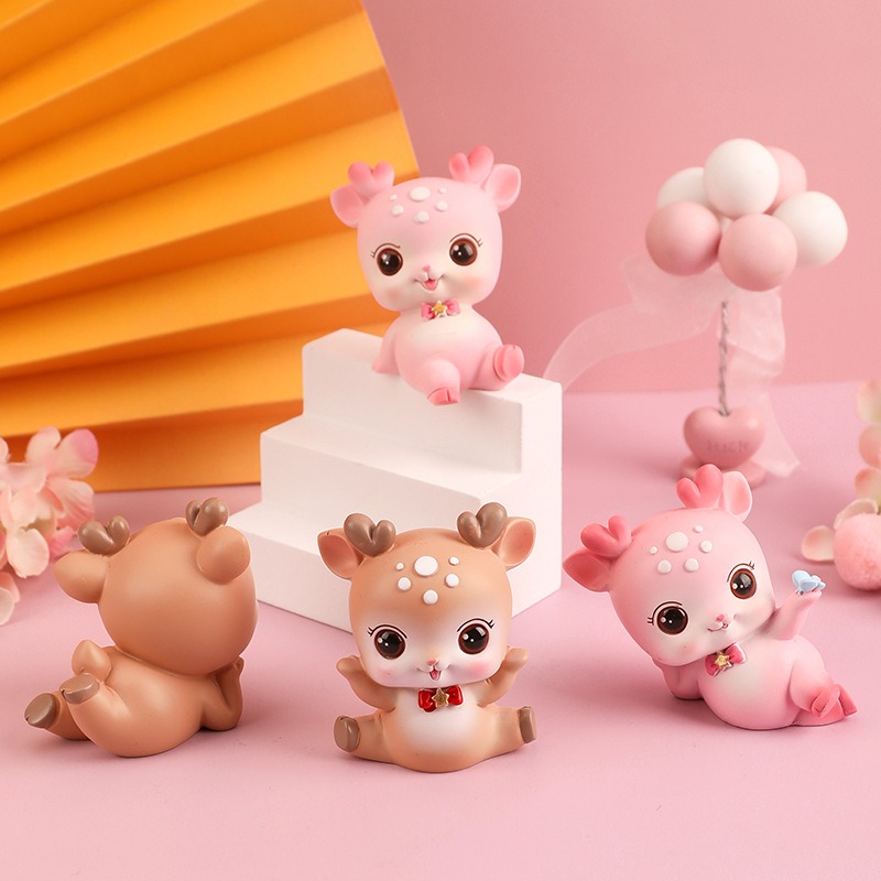Beginner's Little Cute Resin Deer Decoration Girl's Heart Creative Home Decoration Student Gift Car Decoration Deer — image 2