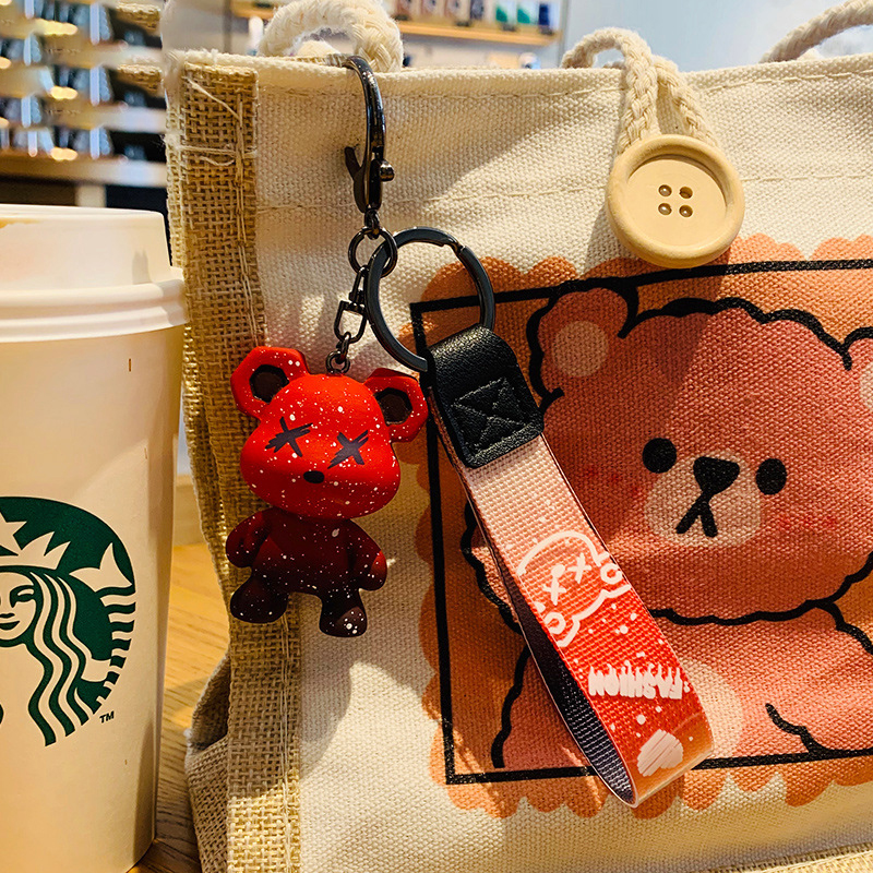 Creative Cartoon Cool Tide Gradient Bear Doll Chameleon Bear Key Chain Couple Bag Pendant Car Accessories — image 4
