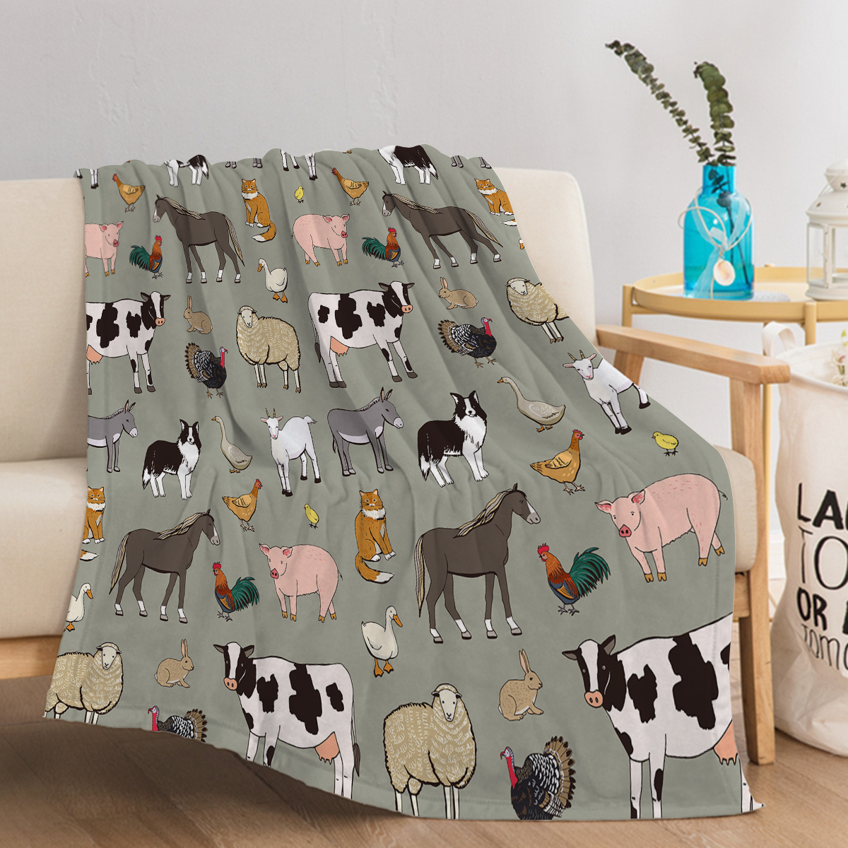 Manta Suave para Varios Animales - Caballo, Cerdo, Dura y Cómoda para Regalo de Cumpleaños para Mujer Decoración Hogar Sofá Cama Oficina Camping Viaje 75x100cm 130x150cm 150x200cm — imagen 3