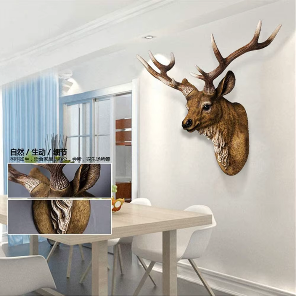 Faux Deer Head 17 inch Faux Animal Head Wall Décor Handmade Farmhouse Décor Rustic Wall Decor Deer Antlers Head Statue Resin Art — image 4