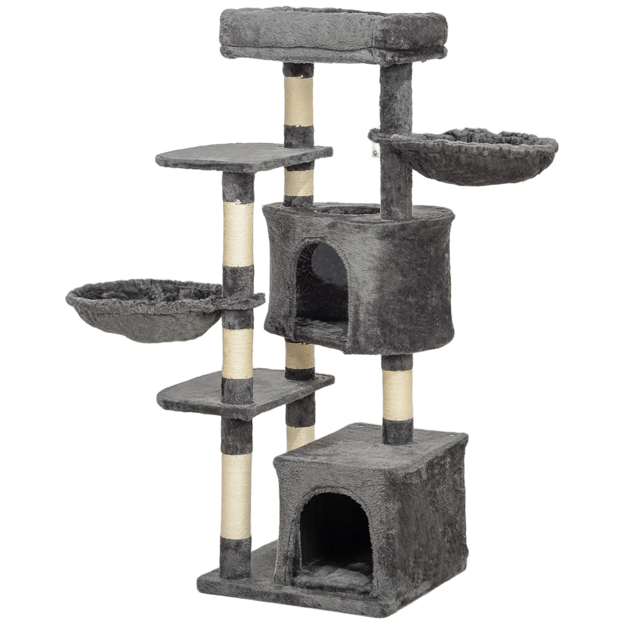 52.5" Cat Tree Tower with Scratching Posts, Cat Condos, Bed, Platforms, Hammocks, for Indoor Cats, Dark Grey — image 1