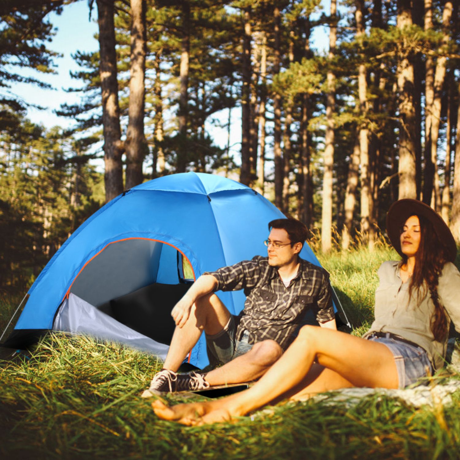 Carpa de Camping Impermeable para 4 Personas, Carpa de Armado Instantáneo con Puertas de Mosquitero, Bolsa de Transporte, Plegable para las 4 Estaciones, para Senderismo, Escalada, Aventura y Pesca — imagen 7