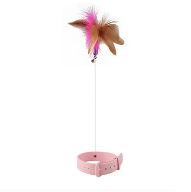 Interactive Cat Toy Self-hi Game for Cats Feather Teaser Stick with Bell Cat Teaser Stick Collar Kitten Playing Pet Accessories — image 8