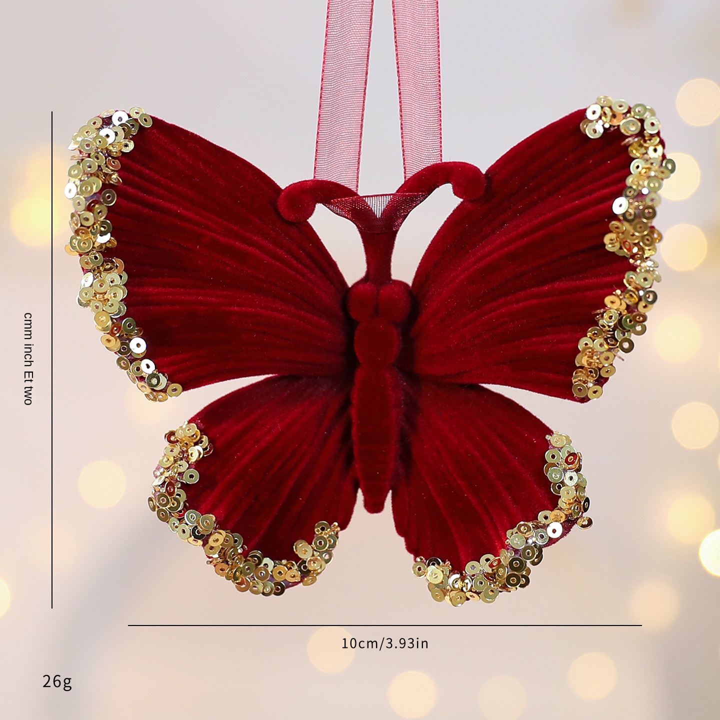 Christmas Decoration Velvet Red Wreath Bow Deer Ornament Tree Hanging Decor — imagen 13