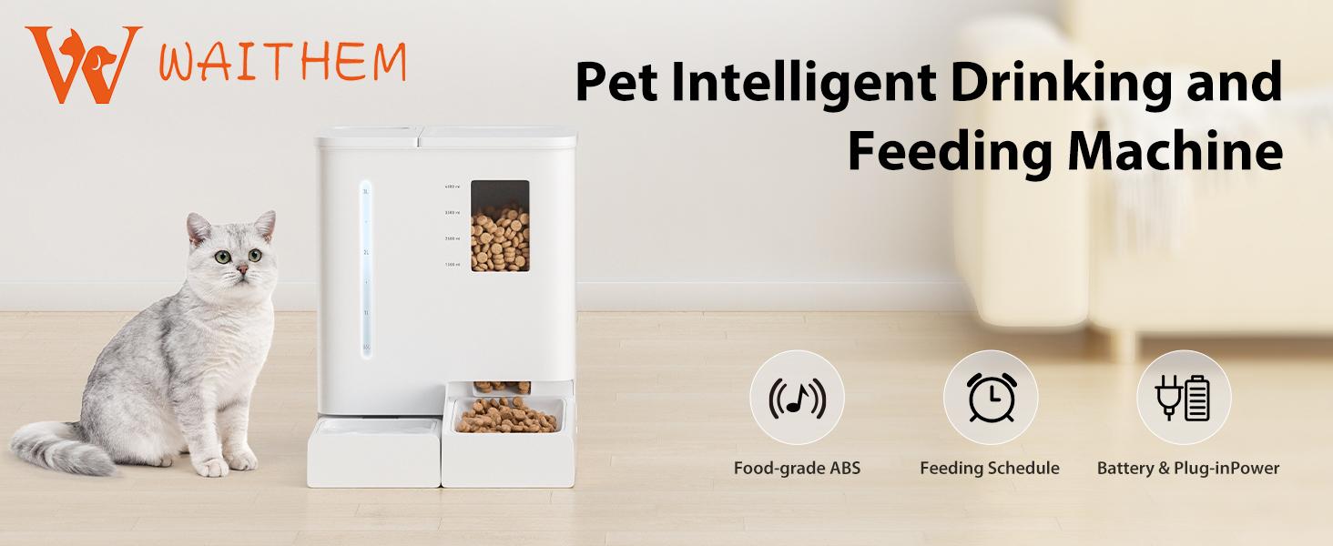 Waithem Alimentador y Bebedor Automático WiFi para Mascotas 2 en 1, Controlado por App, Capacidad de 2 Semanas, Desmontable y Limpiable, Resistente a Humedad — imagen 3