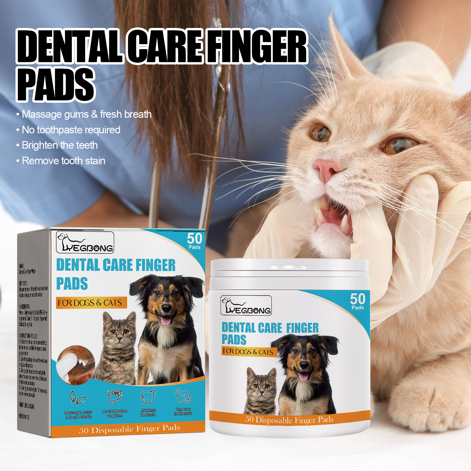 Dog Cat Tooth Cleaning Finger Set, Pet Breath Fresh Remove Tartar Stones Teeth Clean Finger Set — image 2