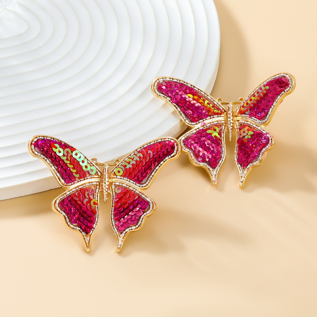 Butterfly earrings exaggerated earrings women's sequin woven alloy earrings — image 6
