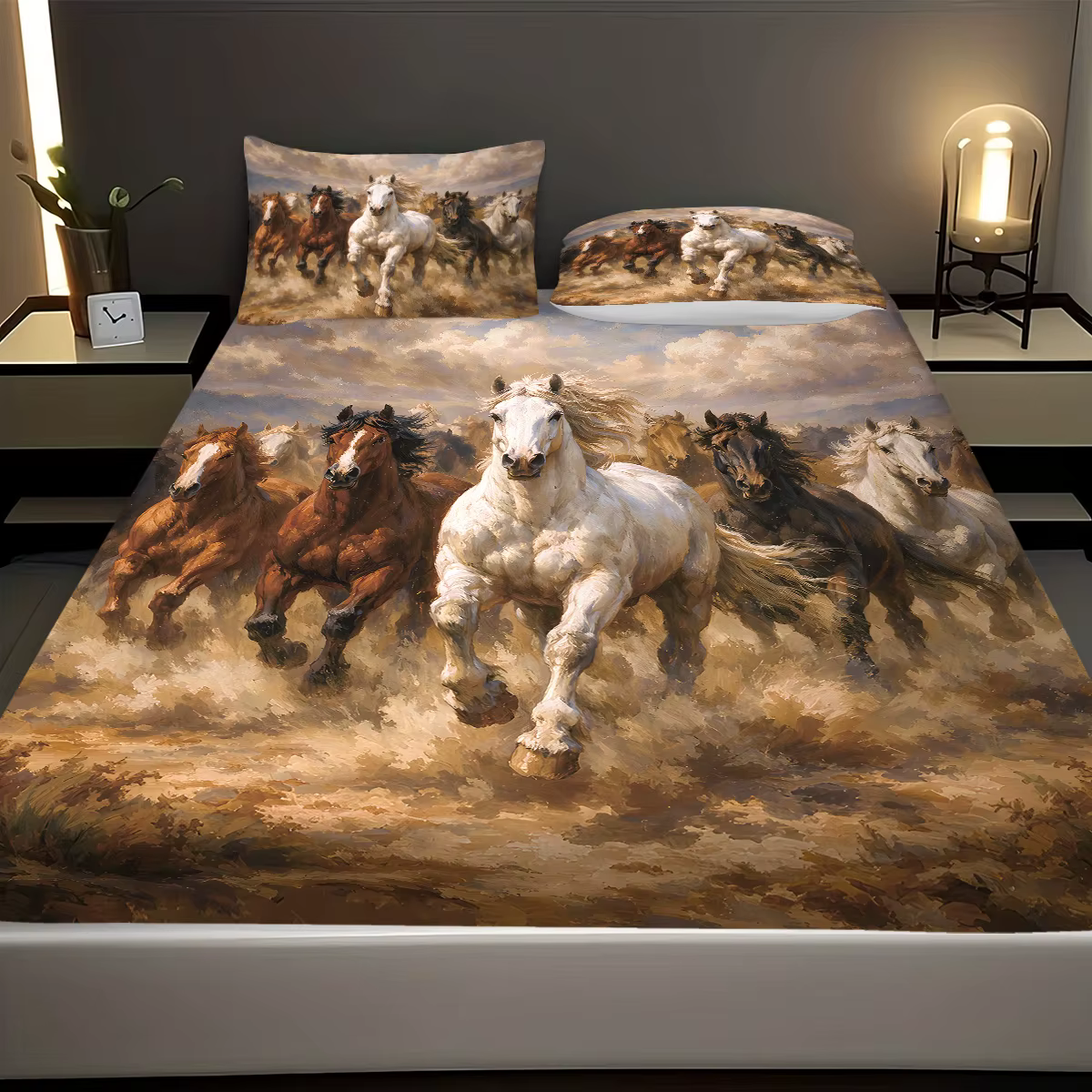 Juego de Sábanas sin Relleno con Estampado de Caballos 3 Piezas, Varios Tamaños, Ropa de Cama Suave y Cómoda, Decoración de Habitación, Lavable a Máquina — imagen 6