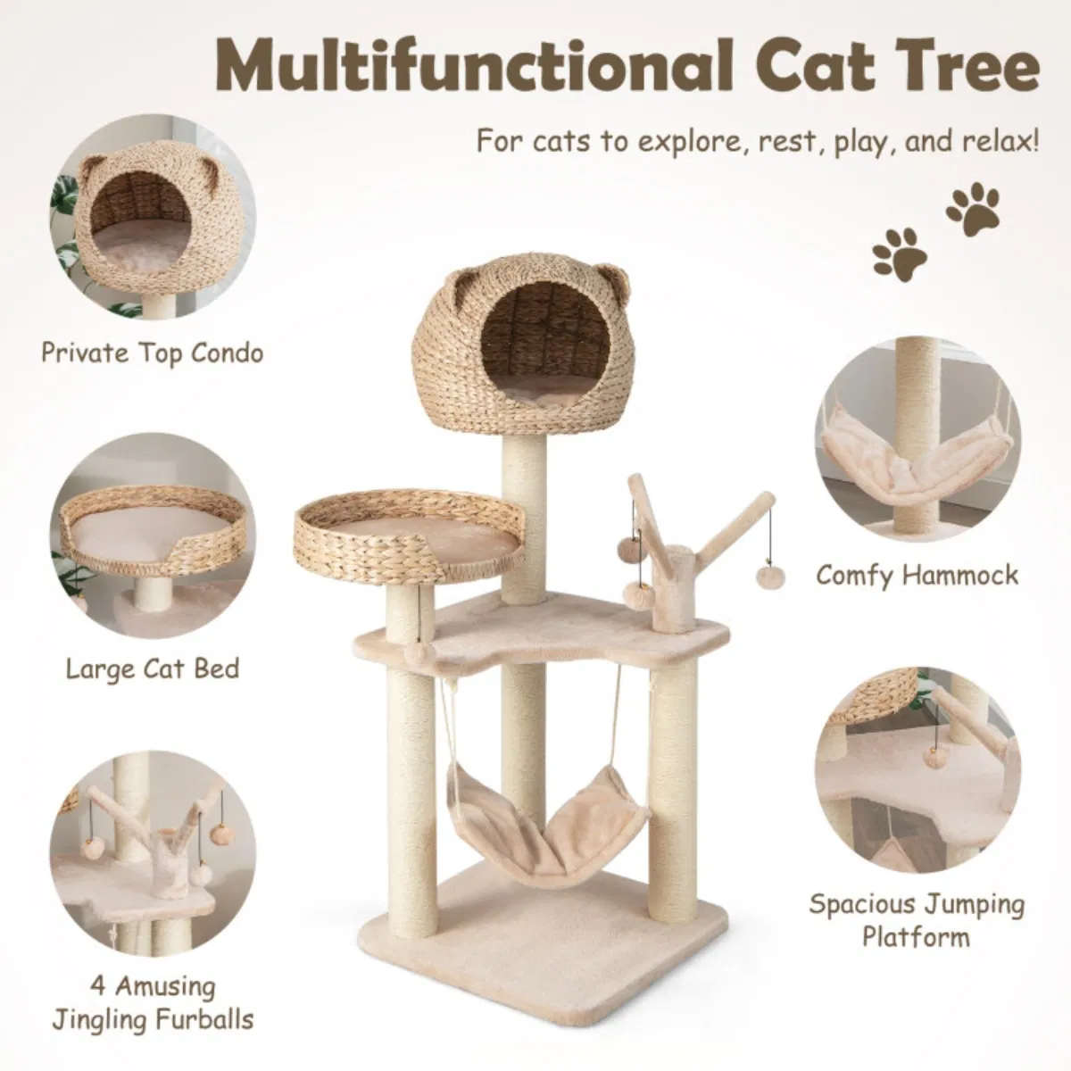 Five-story cat tree with hammock — image 2