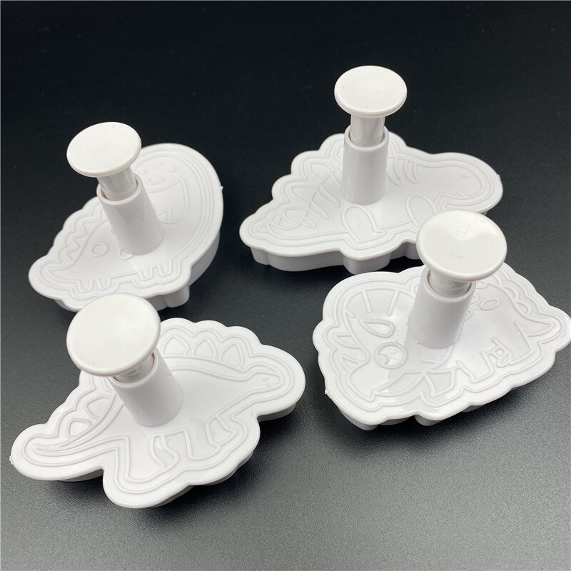 4Pcs/Set Dinosaur Plastic Decorative Biscuit Mold DIY Kitchen Cake Decorating Tools Cookie Cutter Stamp Fondant Embosser Die — image 5