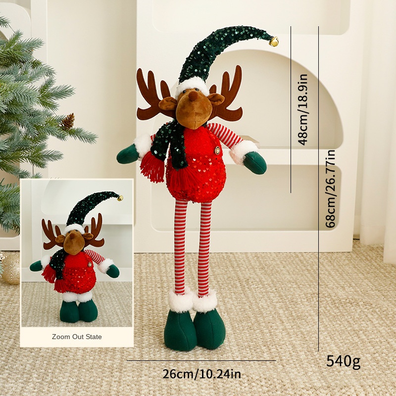 Standalone Christmas Standing Stretch Dolls, Hotel Window Display Snowman Reindeer Plush Toys Decorations — image 14