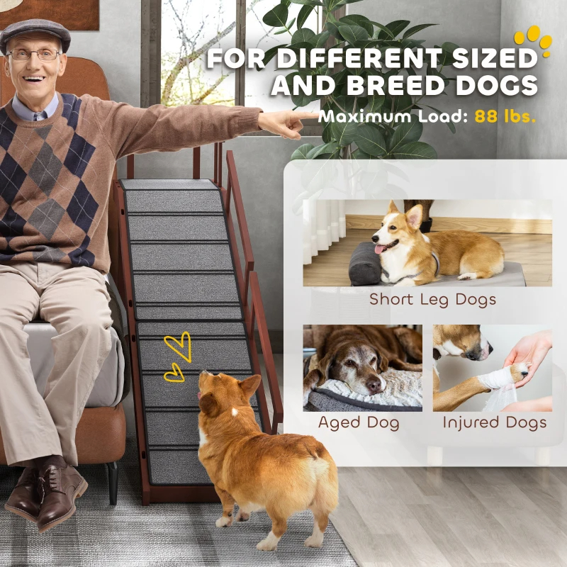PawHut Wooden Dog Ramp With Removable Guardrails, Non-Slip Surface — imagen 6