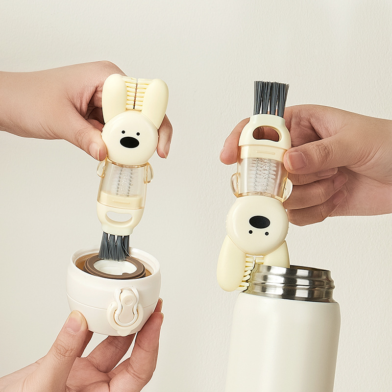 Rabbit cup lid brush four in one insulated water cup brush milk bottle pacifier cup mouth gap cleaning brush — image 5