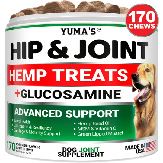 Suplemento de Hemp para Articulaciones Caninas con Glucósamina y MSM - Alivio del Dolor Articular en Perros