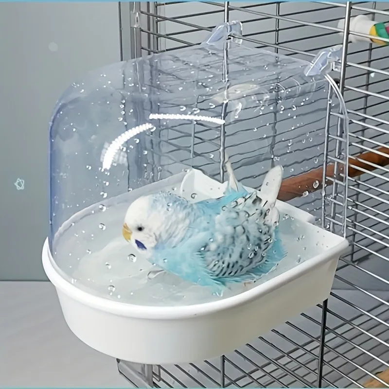 Baño de Aves Transparente - Ducha Impermeable para Loros, Amorosos y Cururos con Manija Fácil de Agarrar — imagen 1