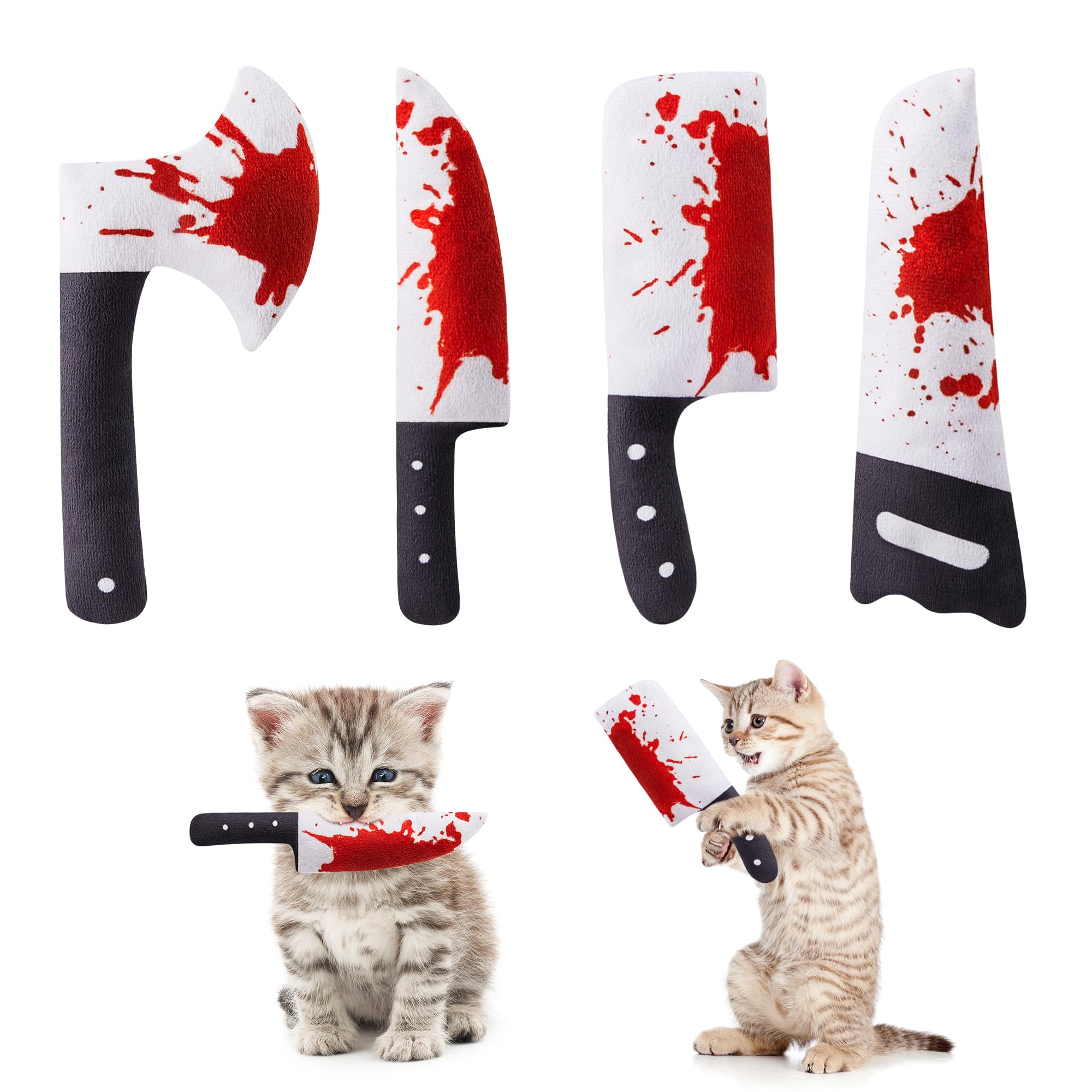 4 Juguetes para Gatos, Diseño de Cuchillo Terror de Halloween, Juguetes con Catnip para Gatitos, Ejercicio de Interior para Todas las Razas de Gatos — imagen 3