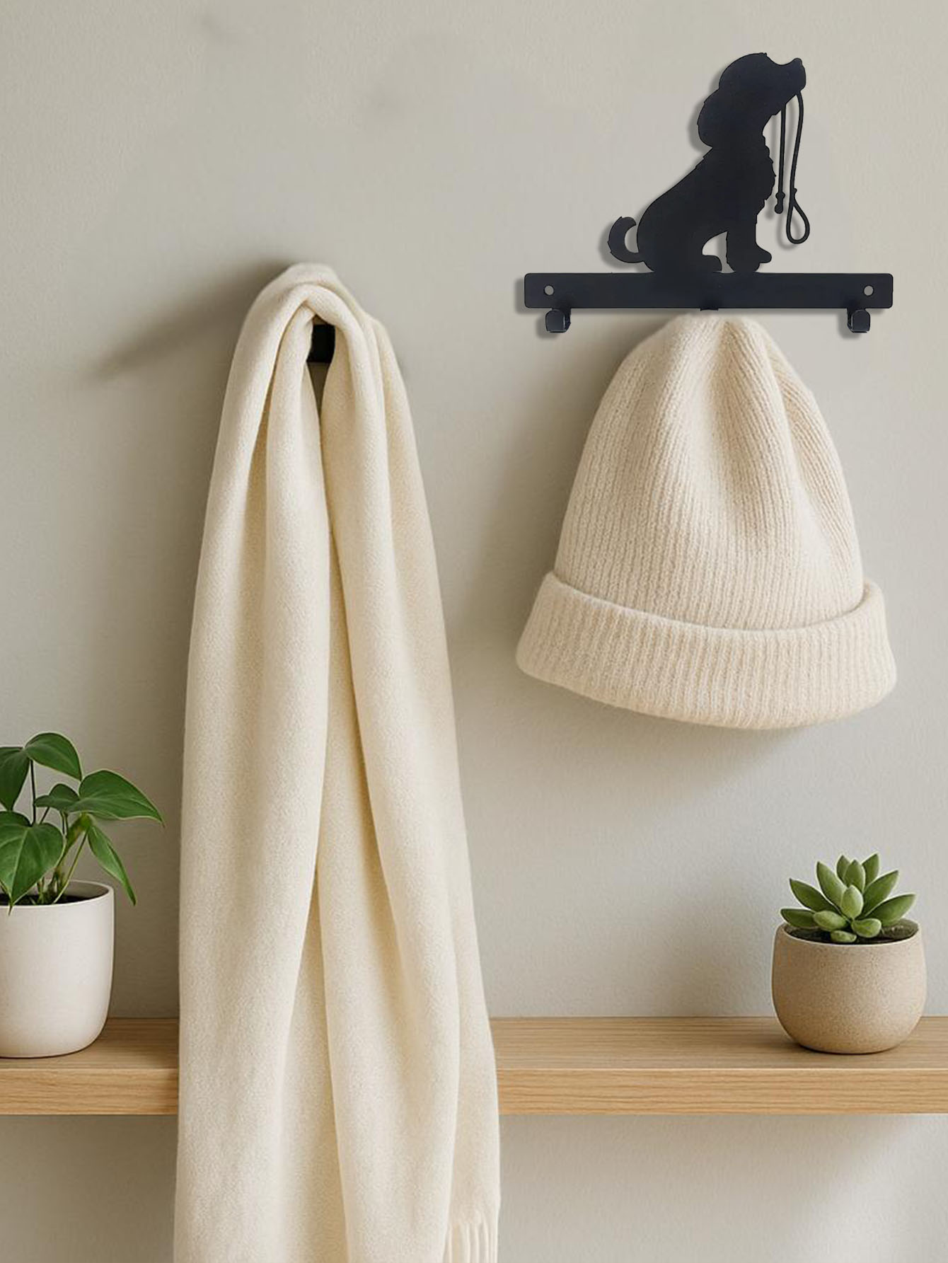 Cadena de Perro con Soportes de Madera para Colgar en Pared con Ganchos — imagen 5