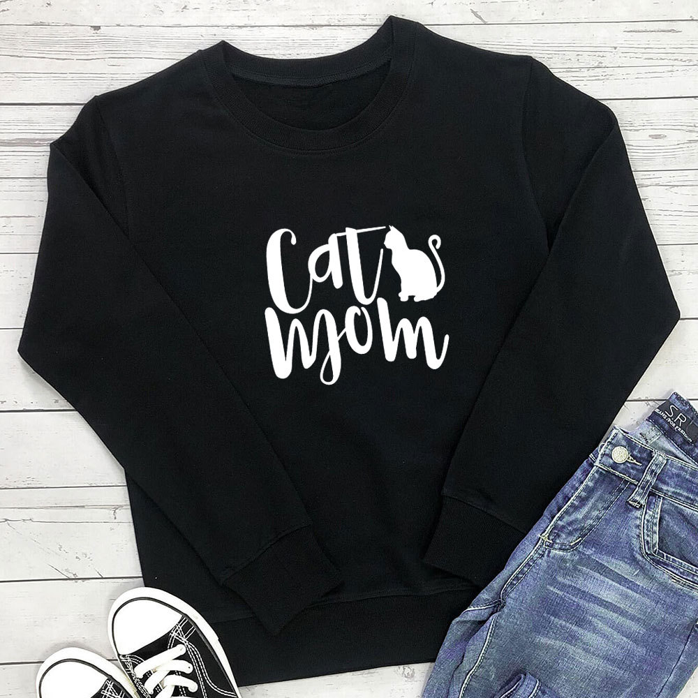Cat Mom Printed Round Neck Hoodie — image 4