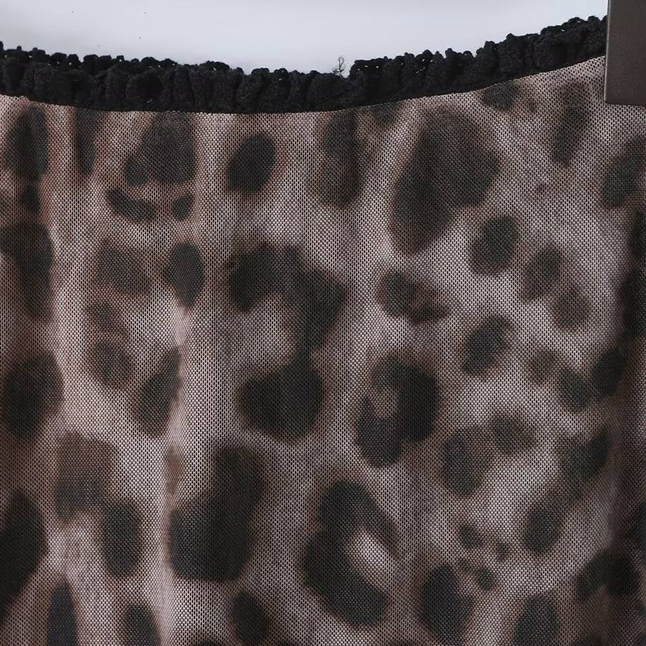Elastic mesh leopard print lace high waisted skirt — image 5