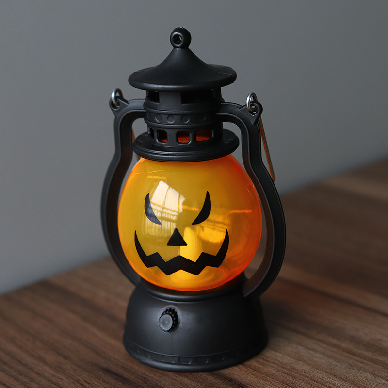 Halloween Decoration Retro Small Oil Lamp Electronic Candle Light LED Pony Light Creative Wind Lamp Portable Pumpkin Lantern — image 4