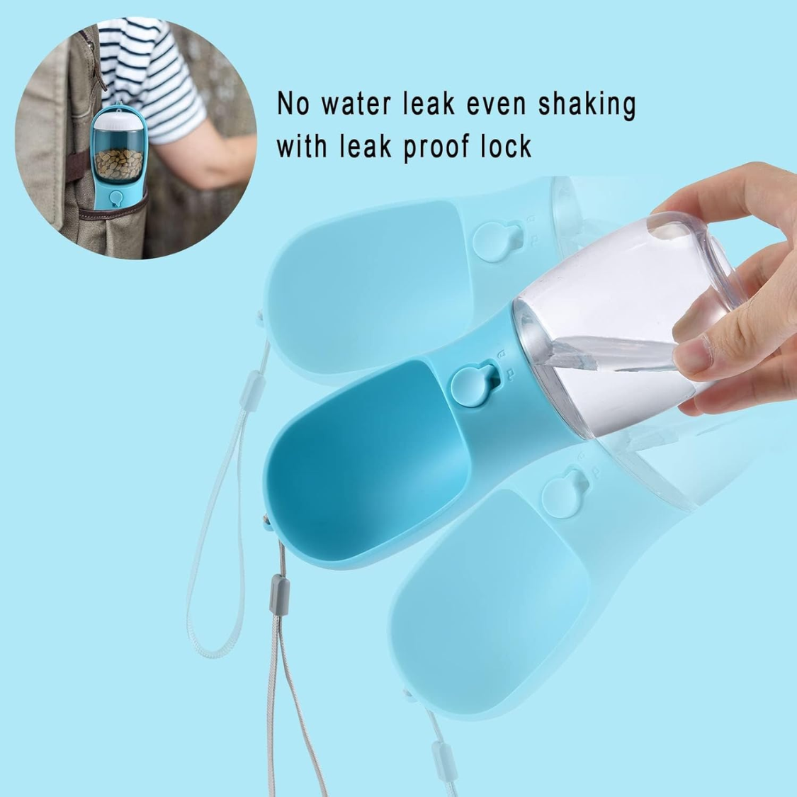 Botella de Agua para Perros con Contenedor de Comida, Tazón Portátil para Mascotas, Dispensador de Alimento para Viajes, Regalo para Perros Accesorios Esenciales para Paseos y Caminatas con Cachorros — imagen 3