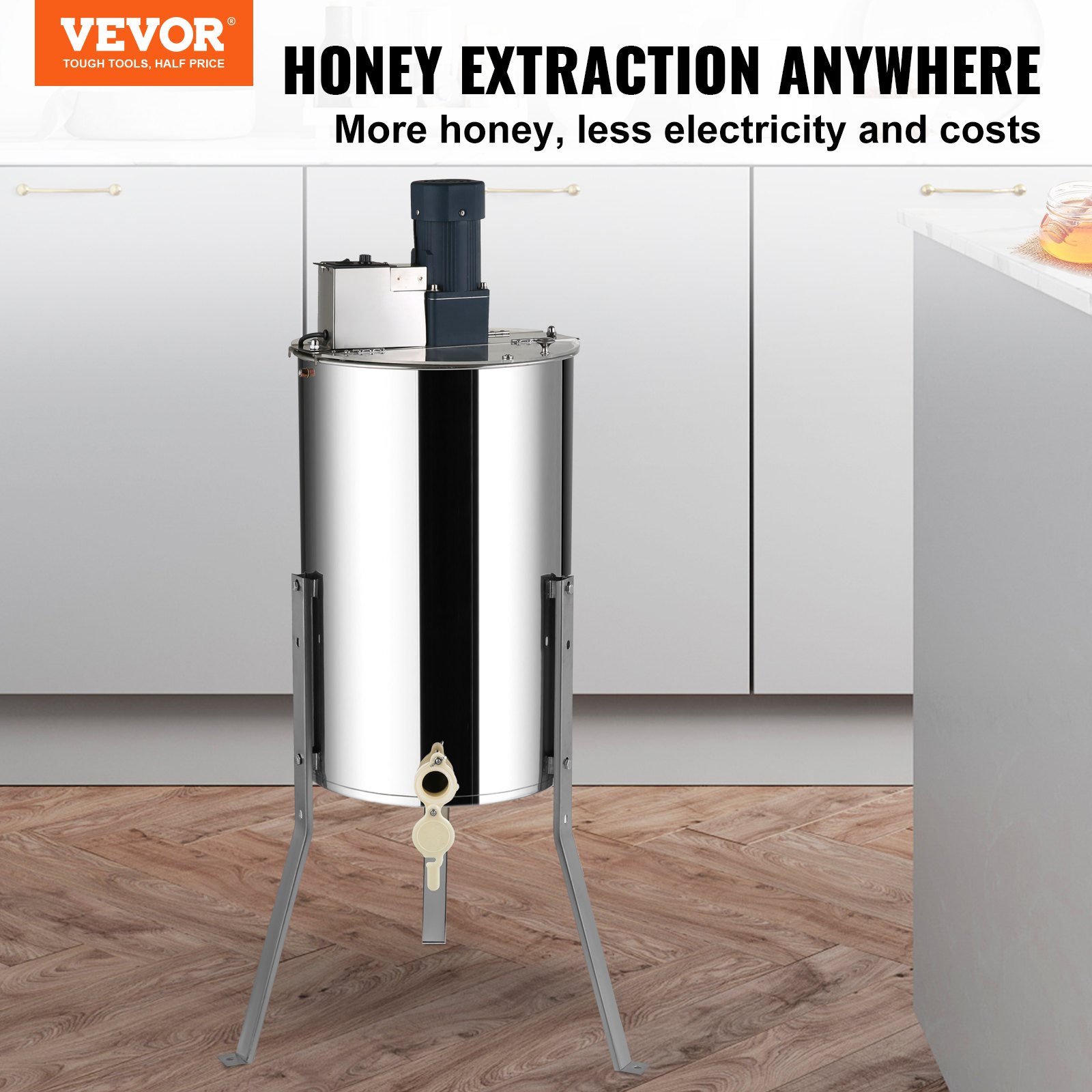 Electric Honey Extractor, Frames Honey Spinner Extractor, Stainless Steel Beekeeping Extraction, Apiary Centrifuge Equipment With Height Adjustable Stand, Honeycomb Drum Spinner With Lid — image 1
