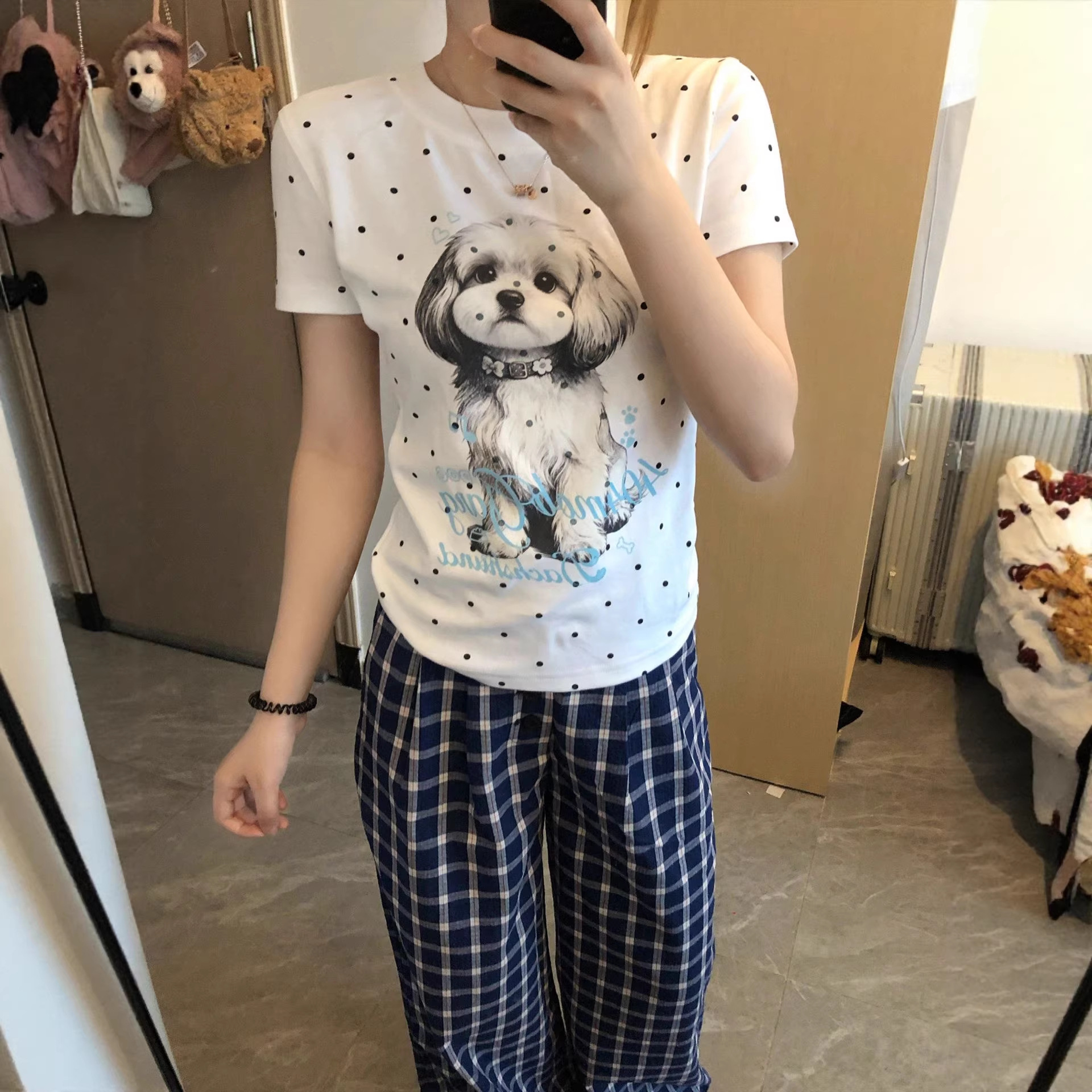 Dog Print Cotton Short Sleeve T-Shirt for Women — image 6