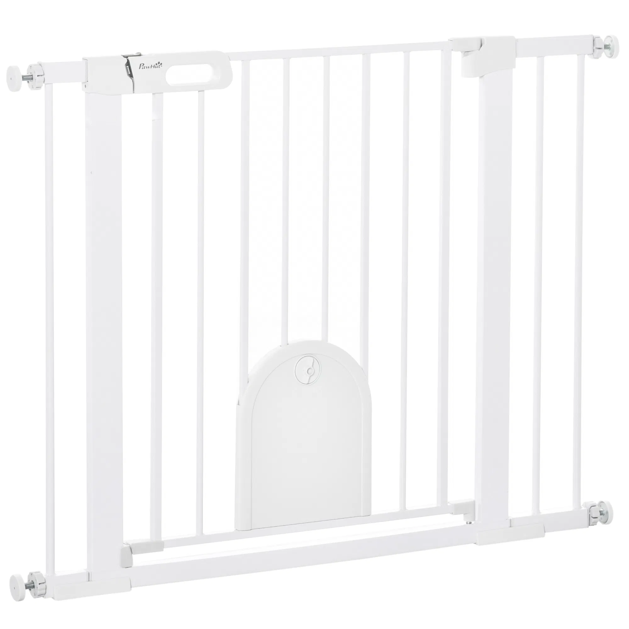 30"-41" Extra Wide Pet Gate Barrier with Small Door, 30"H Dog Gate with Safety Gate Barrier, Stair Pressure Fit, White — image 1