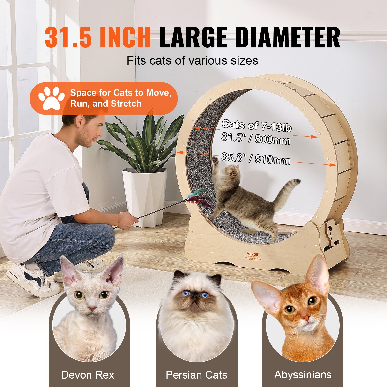 Cat Exercise Wheel Large Cat Treadmill Wheel For Indoor Cats 35.8 Inch — image 5