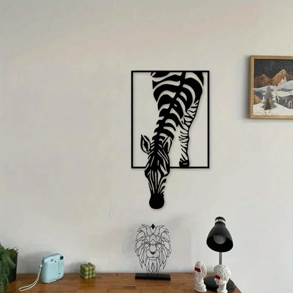 Arte de Pared Moderno de Zebra Negro y Blanco Diseño de Imagen Animal para Salón Oficina Habitación (TikTok, Servicio de Recogida en Temu) — imagen 4