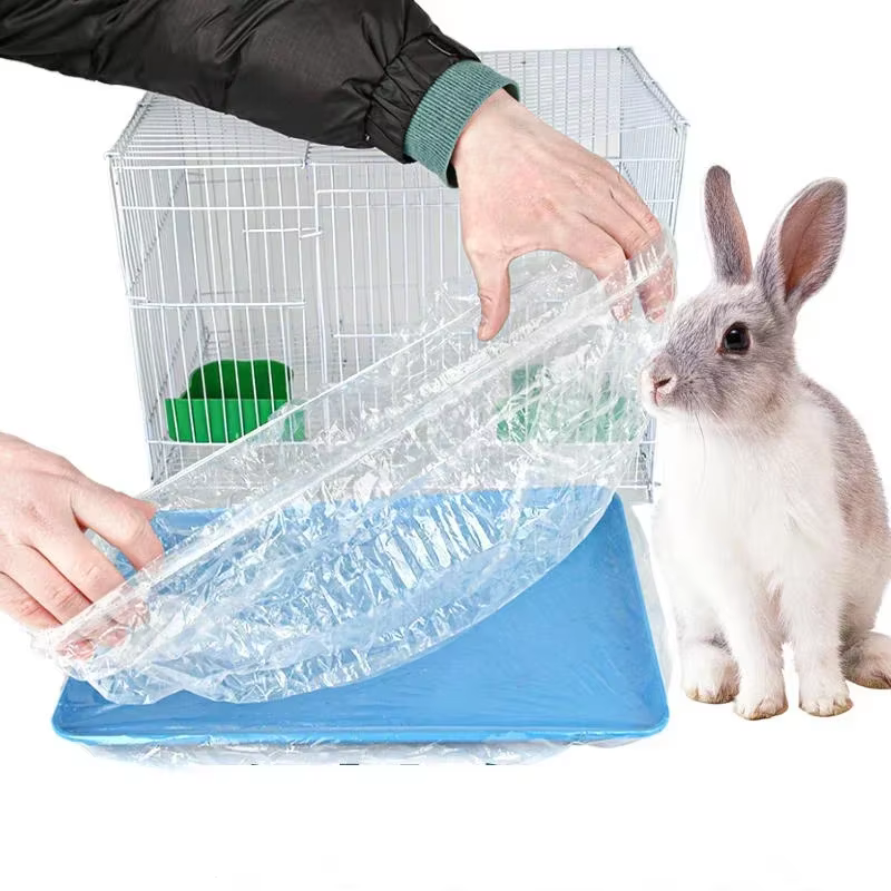 10 piezas/set - Caja de Comida para Mascotas Respetables Película PE Desechable Cubierta para Jaulas de Conejos y Roedores — imagen 1