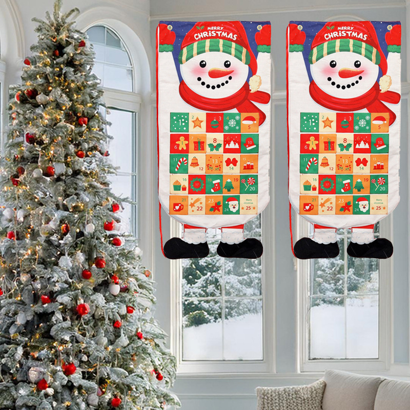 Christmas Printed Santa Claus Reindeer Decorative Hanging Cloth Window Display Scene Decoration — image 5
