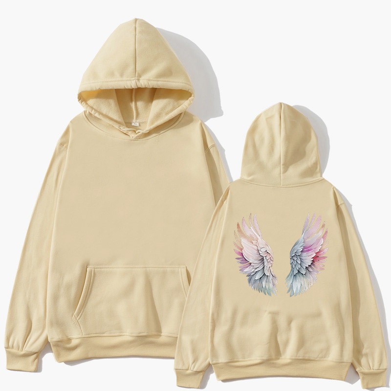 Women's Fleece-Lined Hoodie with Wings Print, Kangaroo Pocket, Drawstring, and Graphic Design — image 4