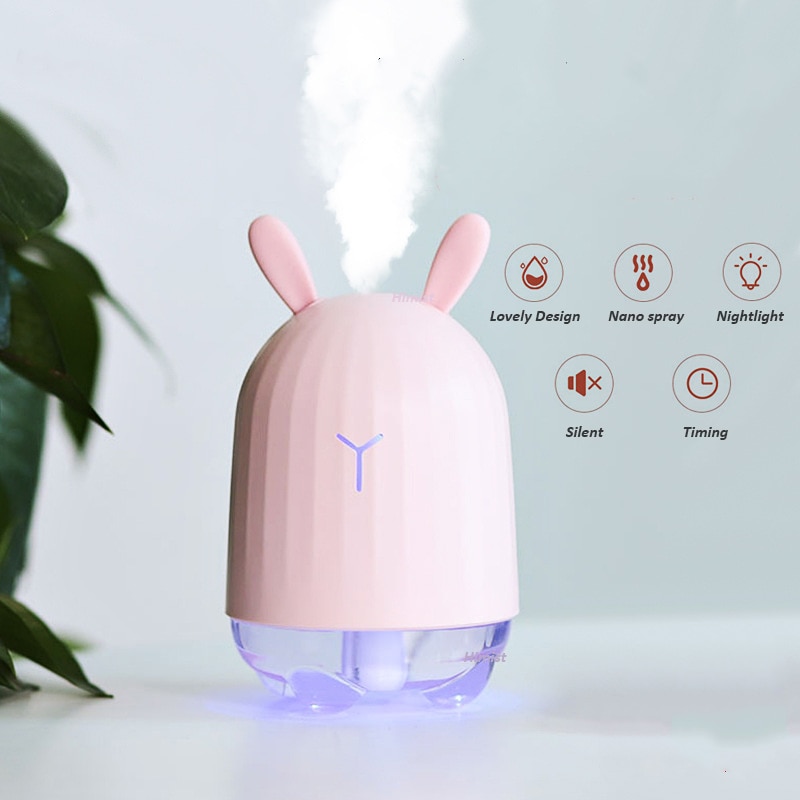 Lovely Rabbit Air Humidifier USB Aroma Diffuser with LED Lamp Mini Ultrasonic Cool Mist Maker Fogger for Office Car Air Purifier — image 2