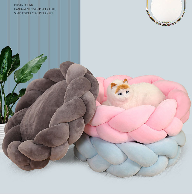 Pet kennel Fried Dough Twists dog kennel filling yarn cat kennel round universal mat detachable cat kennel dog kennel — image 1