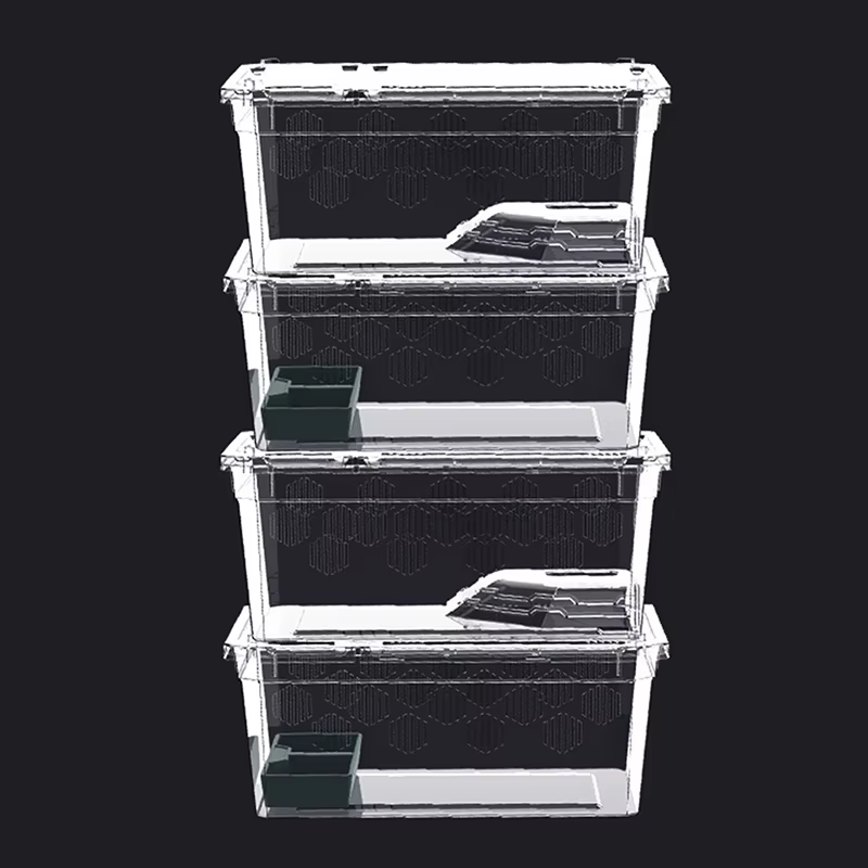 Reptile Tank Spiders Tortoise Lizard Plastic Transparent Reptile Breeding Box Vivarium With Balcony Feeding Supplies — image 3