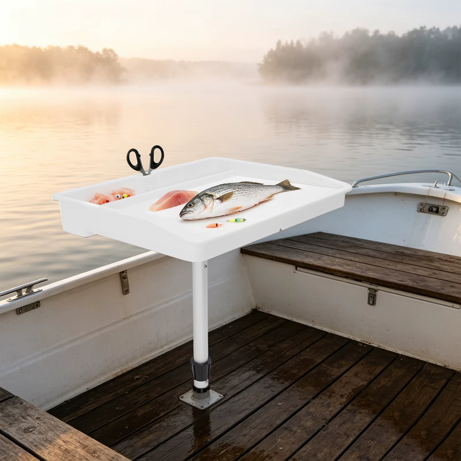 Tablero de Corte para Barcos, Cuchillos de Filete y Bait con Montaje en Ángulo Ajustable, Mesa de Pescado con Canal de Drenaje, Materiales PP y Aleación de Aluminio, Resistente a la Corrosión, Accesorios DIY para Pesca en Barcos — imagen 5