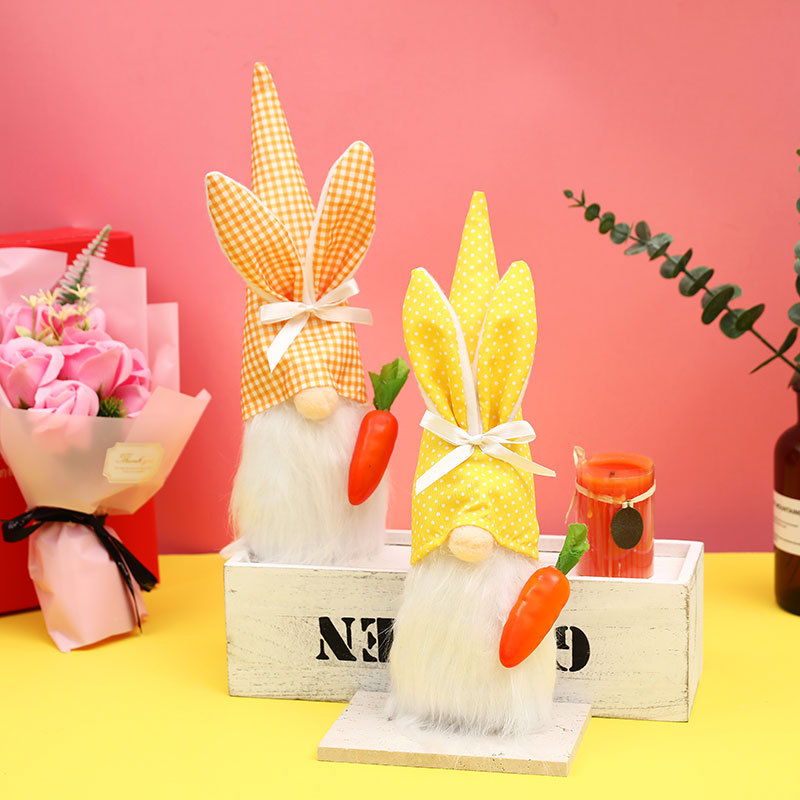 Muñeca de conejo sin cara para decoración de Pascua, muñeco de raíz — imagen 2