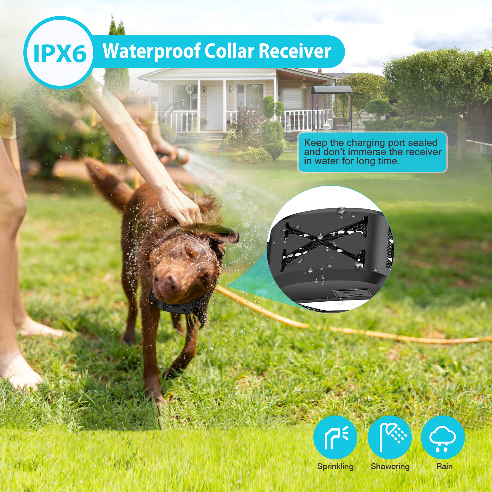 Cerca Eléctrica Inalámbrica para Perros 2 en 1 a Prueba de Agua, Sistema de Contención con Descarga para Mascotas, Collar de Entrenamiento Eléctrico con 2 Collares Receptores Para Perros Pequeños, Medianos y Grandes — imagen 5